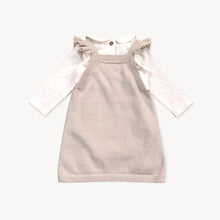 Load image into Gallery viewer, Floral Embroidered Tunic Baby Knit Dress Set (Organic): Stone
