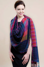 Load image into Gallery viewer, Sevya Handmade - Kalya Wool & Cotton Shawl: Navy & Silver