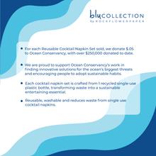 Load image into Gallery viewer, rockflowerpaper - BLUE HYDRANGEA Reusable Eco Cocktail Napkins, set of 8