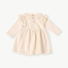 Load image into Gallery viewer, Viverano Organics - Milan Ruffle Collar Pointelle Knit Baby Dress - Organic: Cream / 6-12M