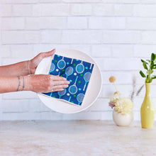 Load image into Gallery viewer, rockflowerpaper - TENNIS blu Cloths Reusable Sponge-Cloth, Set of 2