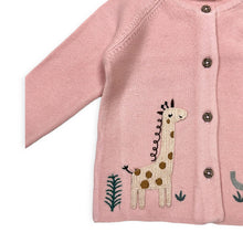 Load image into Gallery viewer, Viverano Organics - Animal Safari Embroidered Baby Cardigan Sweater (Organic): Natural / 6-12m
