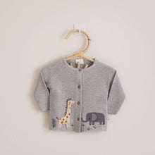 Load image into Gallery viewer, Viverano Organics - Animal Safari Embroidered Baby Cardigan Sweater (Organic): Natural / 6-12m