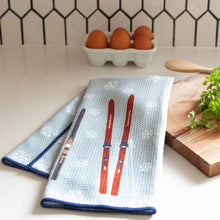 Load image into Gallery viewer, rockflowerpaper - NORDIC SKI blu Kitchen Tea Towel