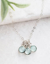Load image into Gallery viewer, Sosie Designs - Silver Gemstone Cluster Trio Necklace - Aqua Chalcedony