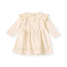 Load image into Gallery viewer, Viverano Organics - Milan Ruffle Collar Pointelle Knit Baby Dress - Organic: Cream / 6-12M