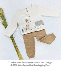 Load image into Gallery viewer, Viverano Organics - Animal Safari Embroidered Baby Cardigan Sweater (Organic): Natural / 6-12m