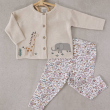 Load image into Gallery viewer, Viverano Organics - Animal Safari Embroidered Baby Cardigan Sweater (Organic): Natural / 6-12m