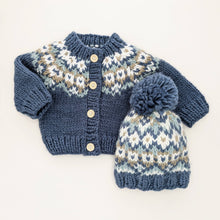 Load image into Gallery viewer, Huggalugs - Fairisle Slate Cardigan Sweater for Baby & Toddler: 6-12 months