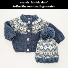 Load image into Gallery viewer, Huggalugs - Fairisle Slate Beanie Hat Baby & Kids: Medium (6-24 months)