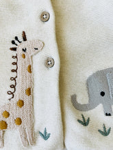 Load image into Gallery viewer, Viverano Organics - Animal Safari Embroidered Baby Cardigan Sweater (Organic): Natural / 6-12m