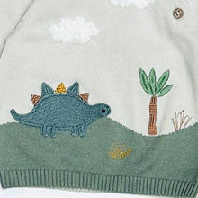 Load image into Gallery viewer, Viverano Organics - Dino Applique Button Baby Pullover Sweater (Organic): Stone / 12-18