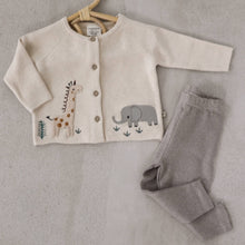 Load image into Gallery viewer, Viverano Organics - Animal Safari Embroidered Baby Cardigan Sweater (Organic): Natural / 6-12m