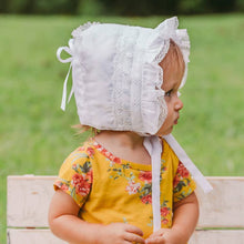 Load image into Gallery viewer, Huggalugs - Girls White Ribbon Bonnet Baby: 0-3 Months