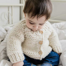Load image into Gallery viewer, Natural Garter Stitch Cardigan Sweater   12-18 months
