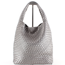 Load image into Gallery viewer, Pretty Persuasions - P23067 Woven Hobo Bag w/Cosmetic Pouch: 01 Black