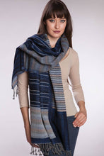 Load image into Gallery viewer, Sevya Handmade - Kalya Wool & Cotton Shawl: Black & Silver