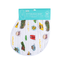 Load image into Gallery viewer, Little Hometown - Pittsburgh Baby:  2-in-1 Burp Cloth and Bib (Unisex)