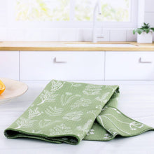 Load image into Gallery viewer, rockflowerpaper - HERBS GREEN blu Kitchen Tea Towel