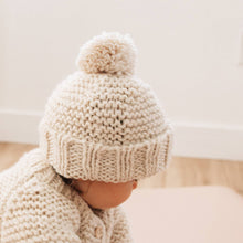 Load image into Gallery viewer, Natural Garter Stitch Beanie   M (6-24 months)