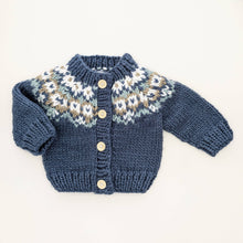 Load image into Gallery viewer, Huggalugs - Fairisle Slate Cardigan Sweater for Baby & Toddler: 6-12 months