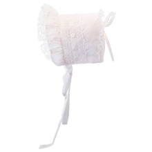 Load image into Gallery viewer, Huggalugs - Girls White Ribbon Bonnet Baby: 0-3 Months