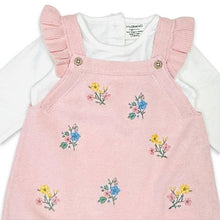 Load image into Gallery viewer, Viverano Organics - Ditsy Floral Embroidered Tunic Baby Knit Dress Set (Organic): Blush Pink / Floral / 3-6M