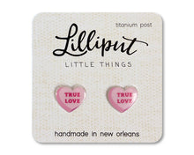 Load image into Gallery viewer, Conversation Heart Earrings // Valentines Day: Pink