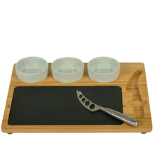 Load image into Gallery viewer, Bamboo Slate Cheese Platter Set