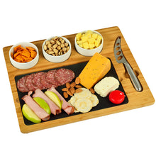 Load image into Gallery viewer, Bamboo Slate Cheese Platter Set