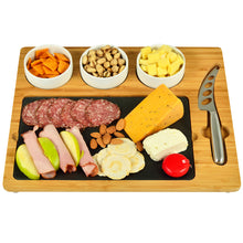 Load image into Gallery viewer, Bamboo Slate Cheese Platter Set