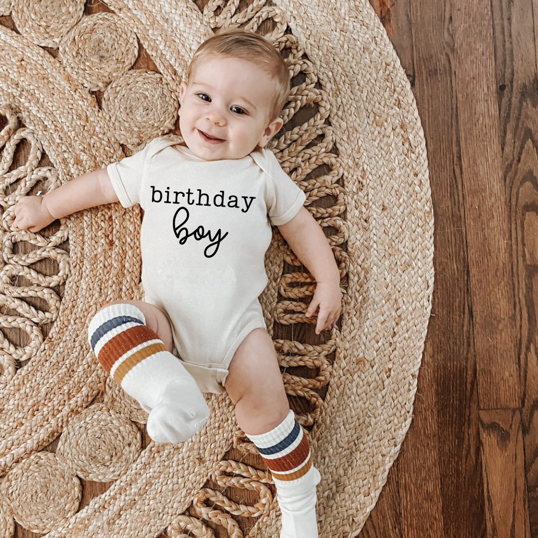 Wildflowers + Cotton - Birthday Boy | 100% Cotton Baby Bodysuit or Tee: 12m onesie