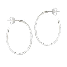 Load image into Gallery viewer, Plata - Favorite Hoops - Hammered Oval Post: Sterling Silver / LG

