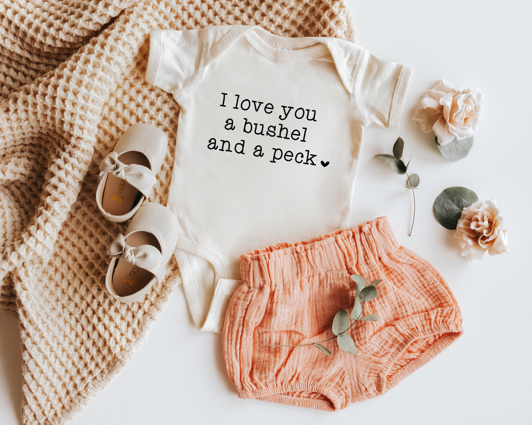 Wildflowers + Cotton - I Love You A Bushel & A Peck | 100% Cotton Baby Bodysuit or Tee: 6m onesie