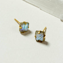 Load image into Gallery viewer, Luna Norte - Raw Beauty Post Earrings- Genuine Stone: Moonstone
