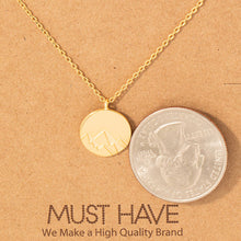 Load image into Gallery viewer, Etched Mountain Coin Pendant Necklace: Gold
