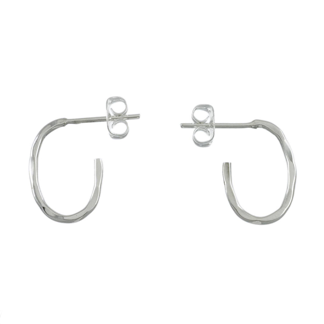 Plata - Favorite Hoops - Hammered Oval Post: Sterling Silver / LG