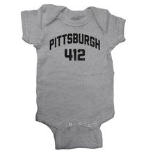 Load image into Gallery viewer, Boredwalk - Pittsburgh 412 Area Code Infant Bodysuit - Unisex Fit: 6M - Heather

