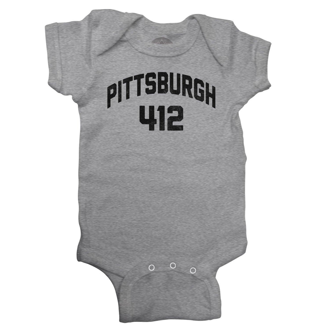 Boredwalk - Pittsburgh 412 Area Code Infant Bodysuit - Unisex Fit: 6M - Heather