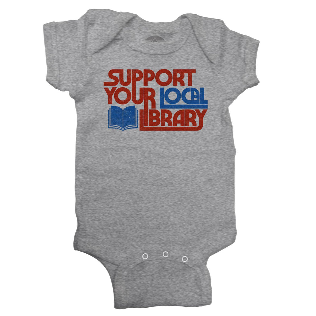 Boredwalk - Support Your Local Library Infant Bodysuit - Unisex Fit: 6M - Heather