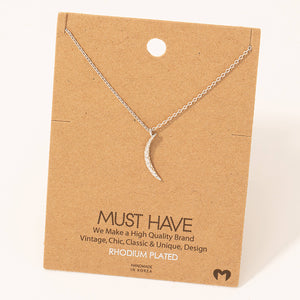 Hammered Crescent Pendant Necklace: Gold