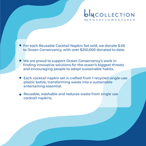 rockflowerpaper - BLUE HYDRANGEA Reusable Eco Cocktail Napkins, set of 8