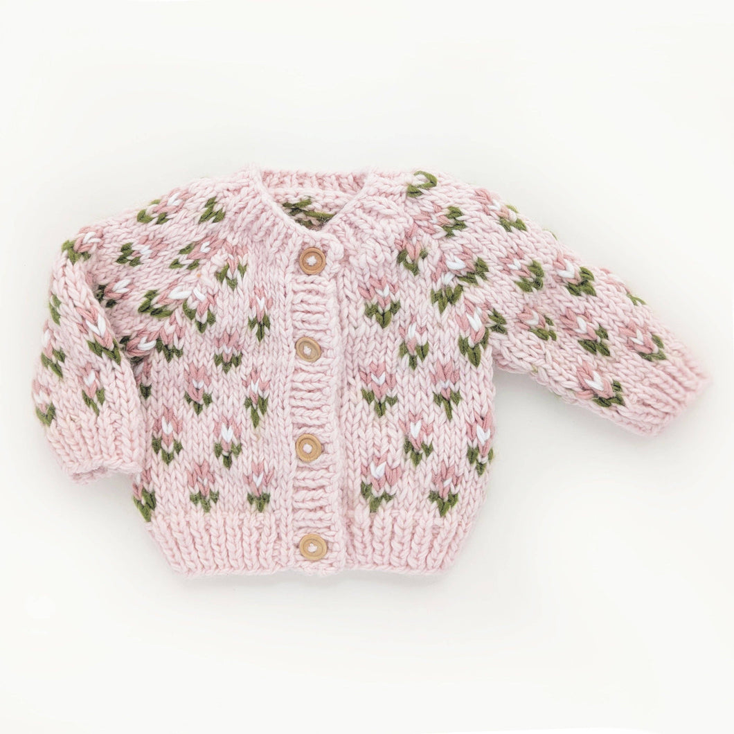Huggalugs - Bitty Blooms Blush Cardigan Sweater for Baby & Toddler: 0-6 months