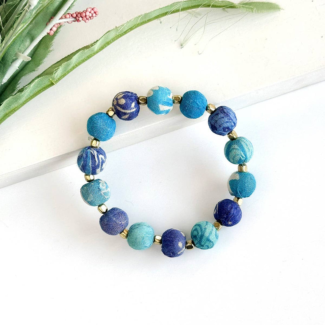 WorldFinds - Kantha Azure Bauble Bracelet