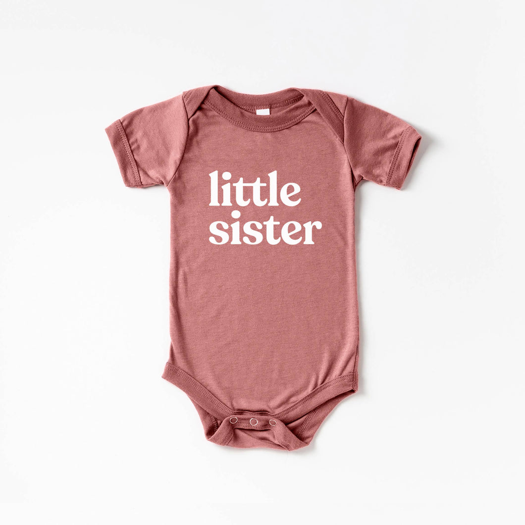 Gladfolk - Little Sister Modern Baby Bodysuit
• Mauve Pink Outfit: 3-6M