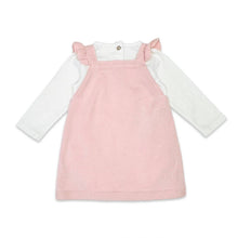 Load image into Gallery viewer, Viverano Organics - Ditsy Floral Embroidered Tunic Baby Knit Dress Set (Organic): Blush Pink / Floral / 3-6M
