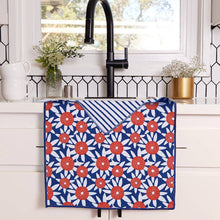 Load image into Gallery viewer, rockflowerpaper - STRAW SUNFLOWER RED blu Kitchen Tea Towel
