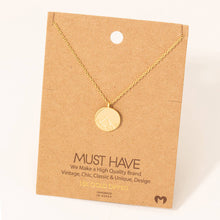 Load image into Gallery viewer, Etched Mountain Coin Pendant Necklace: Gold
