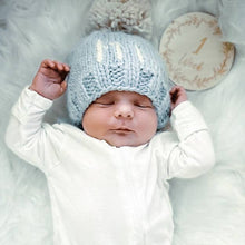 Load image into Gallery viewer, Huggalugs - Hi. Surf Blue Hand Knit Beanie Hat: S (0-6 months)
