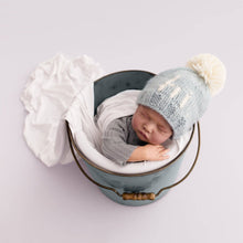 Load image into Gallery viewer, Huggalugs - Hi. Surf Blue Hand Knit Beanie Hat: S (0-6 months)
